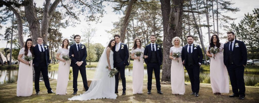 Bride, groom and wedding party