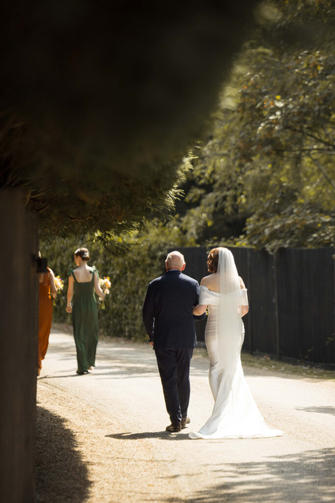 Bride and father at Gaynes Park