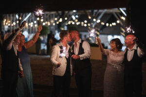Gaynes Park same sex wedding sparkler shot